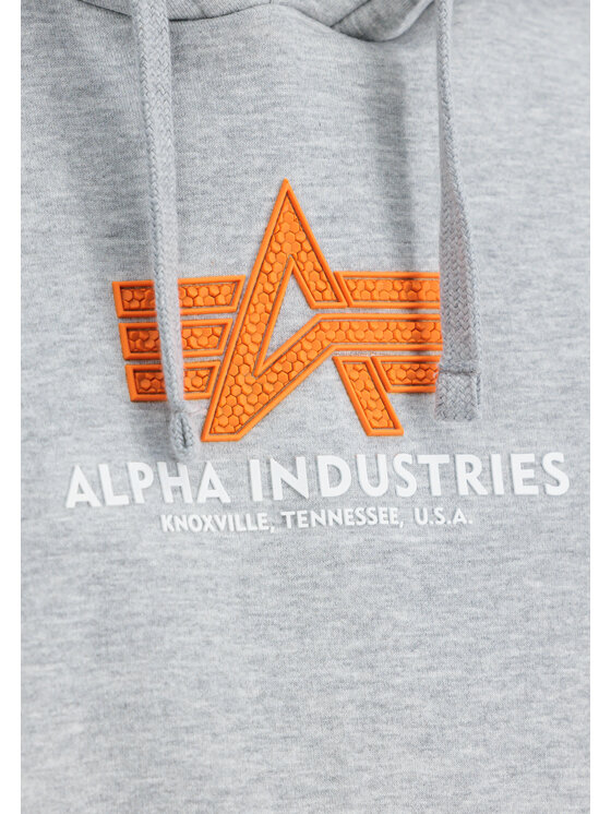 Alpha Industries Alpha Industries Bluza Basic Big Logo Rubber Hoodie Szary Regular Fit