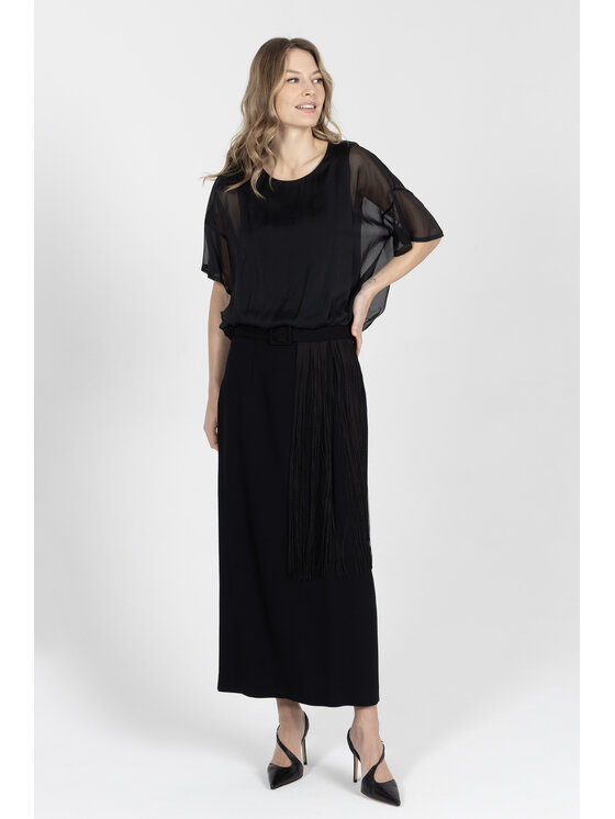 Deni Cler Milano Deni Cler Milano Spódnica midi W-DC-7002-F2-E3-90-1 Czarny Regular Fit