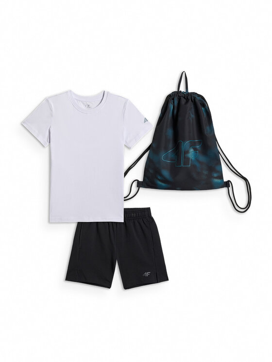 4F 4F Komplet bluzka i szorty sportowe GAME ON Czarny Regular Fit