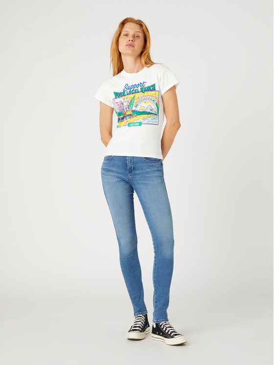 Wrangler Wrangler Тишърт Shrunken Band W7FDEEW02 112332013 Бял Slim Fit