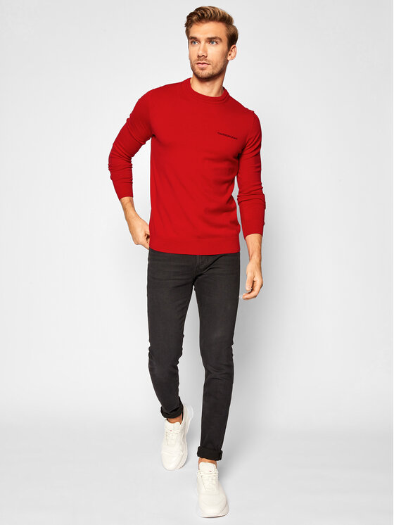 Calvin Klein Jeans Pull J30J315616 Rouge Regular Fit