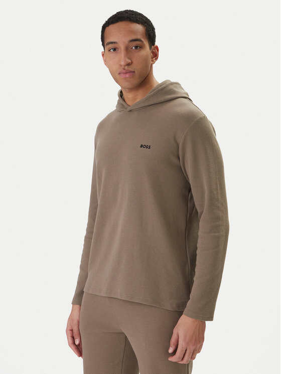 BOSS BOSS Hosszú ujjú Waffle 50535885 Barna Regular Fit