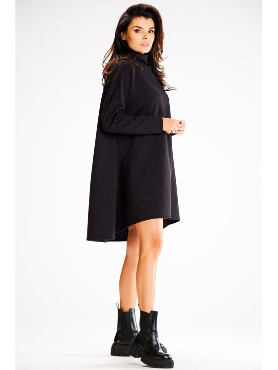 Awama Awama Úpletové šaty A609 Černá Basic Fit