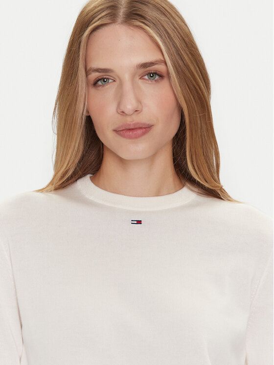 Tommy Jeans Tommy Jeans Pulover Essential DW0DW20159 Écru Regular Fit