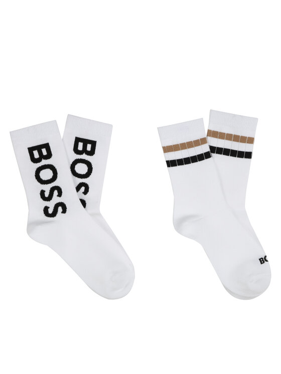 Set de 2 perechi de șosete lungi pentru copii BOSS J51743 Alb