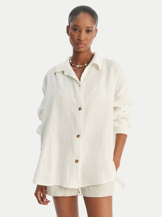 Roxy Roxy Hemd Morning Time ERJWT03674 Écru Relaxed Fit