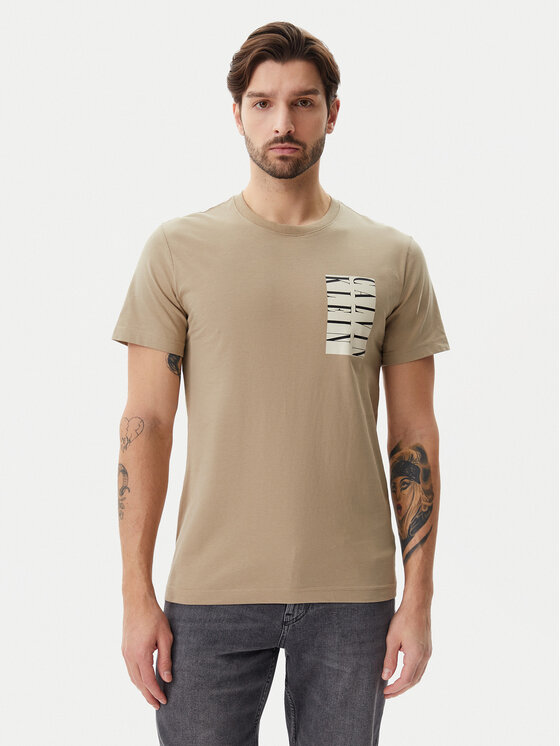 Calvin Klein Jeans Calvin Klein Jeans T-Shirt Serif Box Graphic J30J327474 Μπεζ Regular Fit