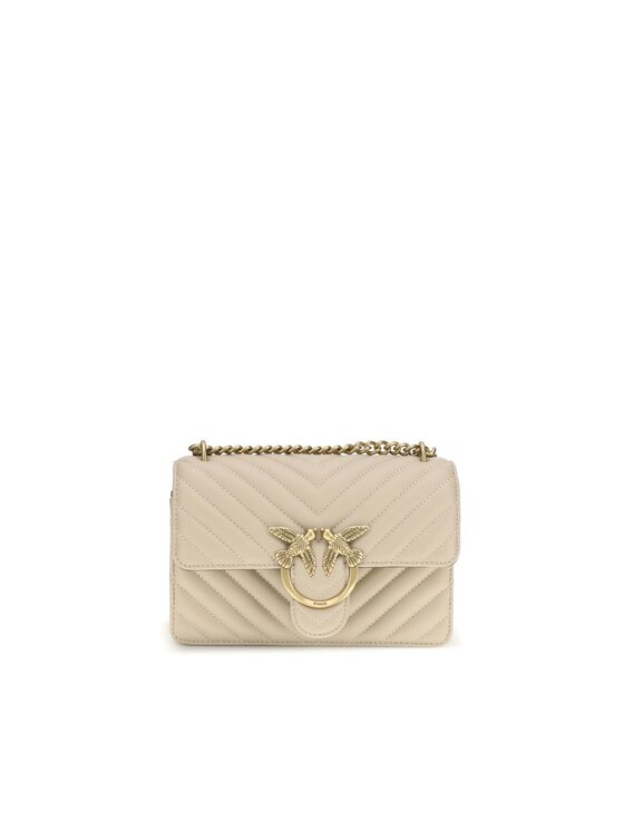 PINKO PINKO Torebka Beige Calf Leather Bos Taurus Shoulder Bag Beżowy
