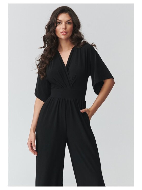 Makadamia Makadamia Kombinezon M939 Czarny Loose Fit