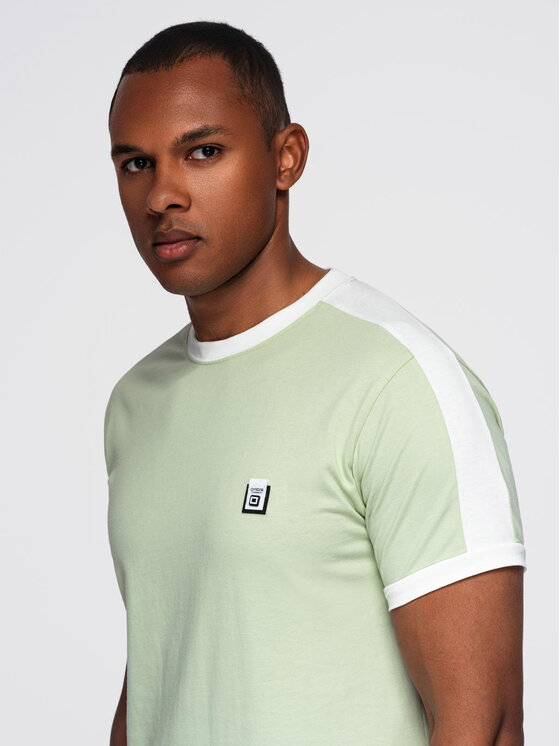 Ombre Ombre T-Shirt OM-TSCT-0115 Zielony Regular Fit