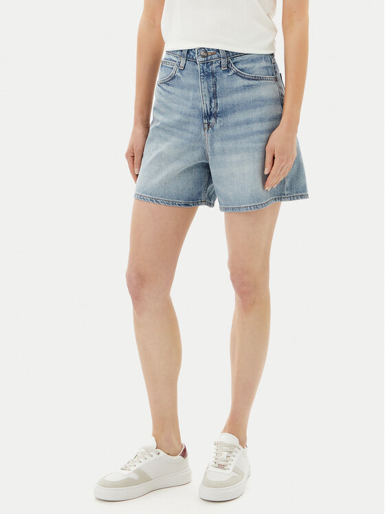 Lee Lee Szorty jeansowe Stella 112363786 Niebieski Wide Leg