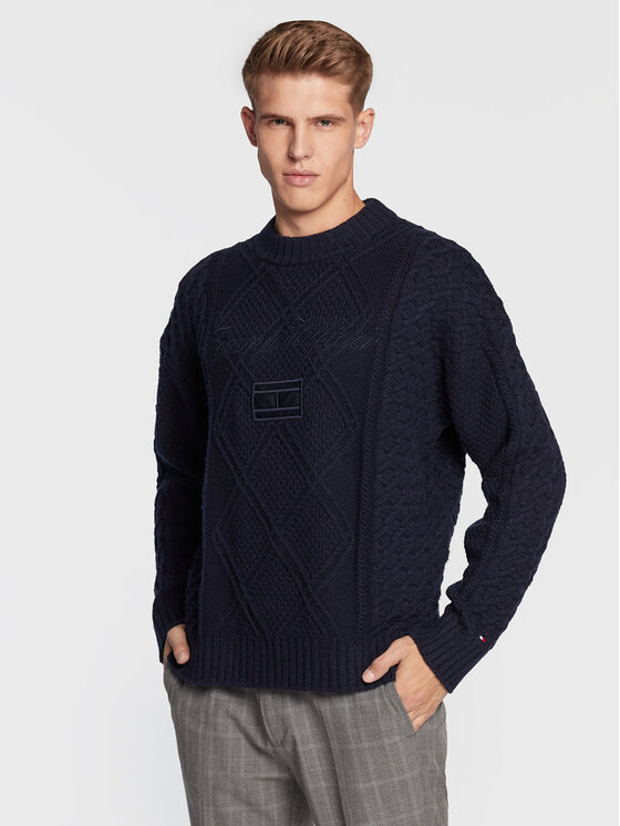 Tommy Hilfiger Pullover Aran Structure Cable MW0MW28042 Dunkelblau ...