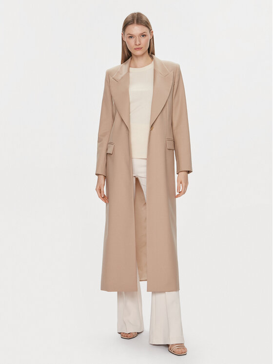 IVY OAK IVY OAK Vilnonis paltas Jil Sue IO119088 Smėlio Regular Fit