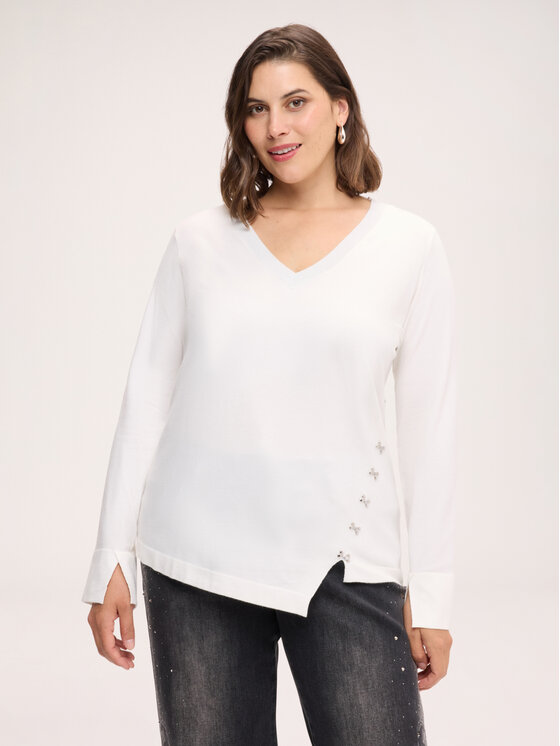 Fiorella Rubino Fiorella Rubino Sweter M350L008633N011 Biały Boxy Fit