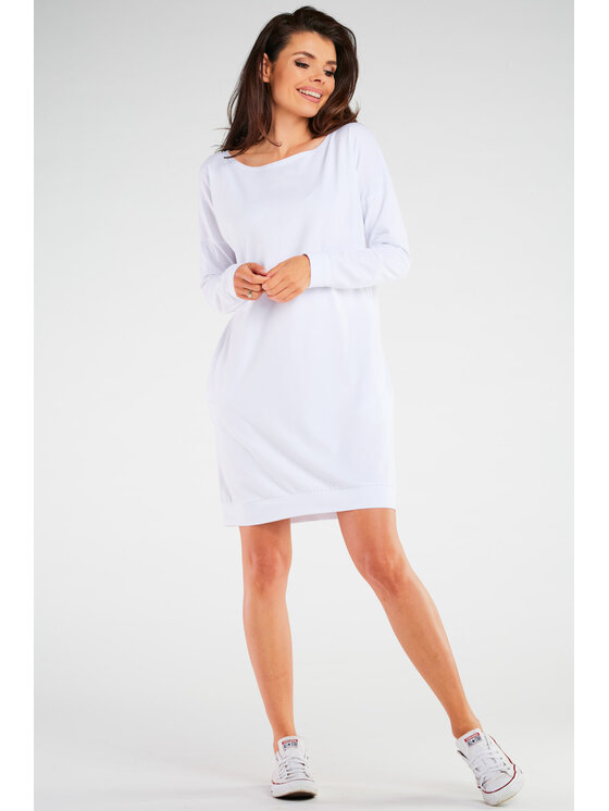 Infinite You Infinite You Sukienka dzianinowa M257 Biały Basic Fit