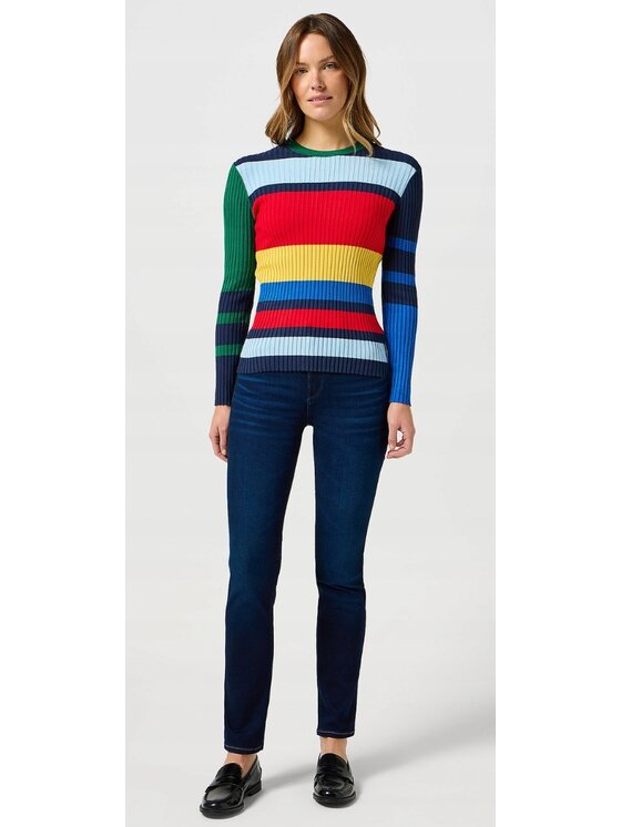 Wrangler Wrangler Sweter Slim Rib Sweater Niebieski Slim Fit