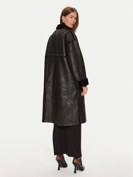 Eleh Eleh Fellmantel E00250 Schwarz Regular Fit