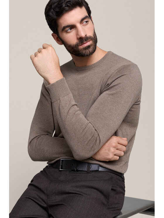 Lancerto Lancerto Sweter Christopher SW073226000036 Beżowy Regular Fit