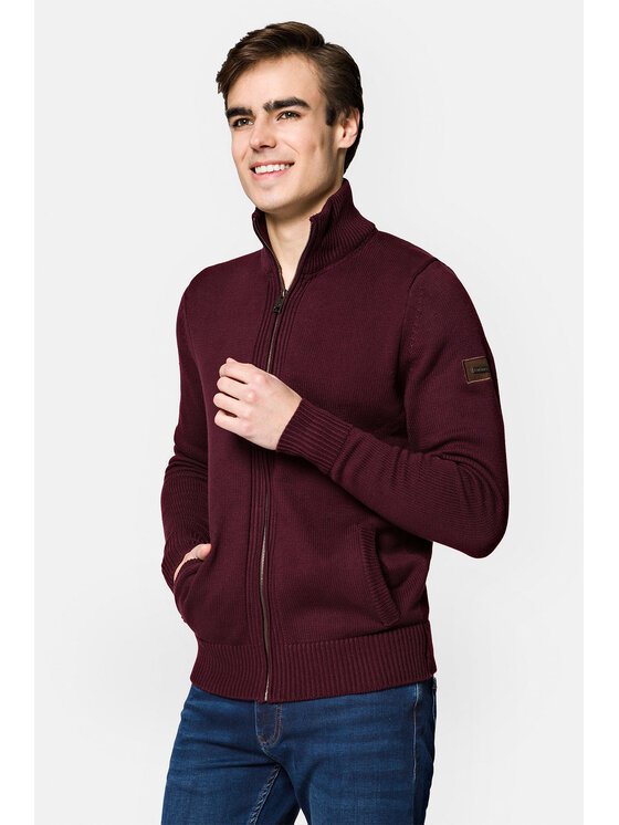 Lancerto Lancerto Kardigan Nate SW073222000061 Bordowy Regular Fit