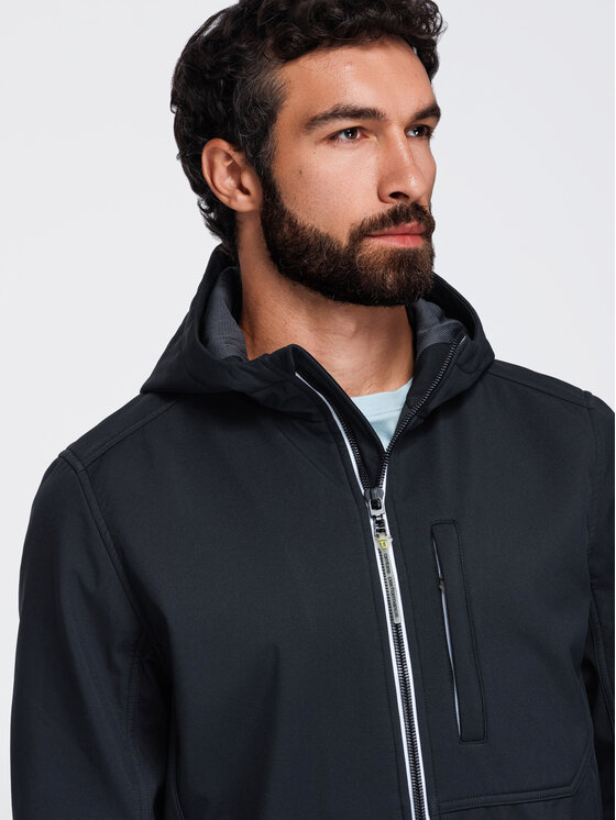 Ombre Ombre Kurtka przejściowa OM-JANP-0292 Czarny Regular Fit
