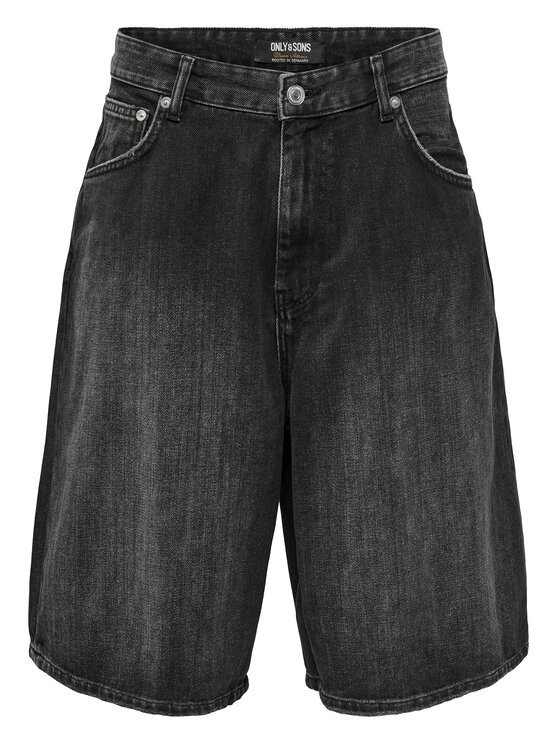 Only & Sons Pantaloncini di jeans Carl 22032957 Nero Balloon Fit, taglia : XL