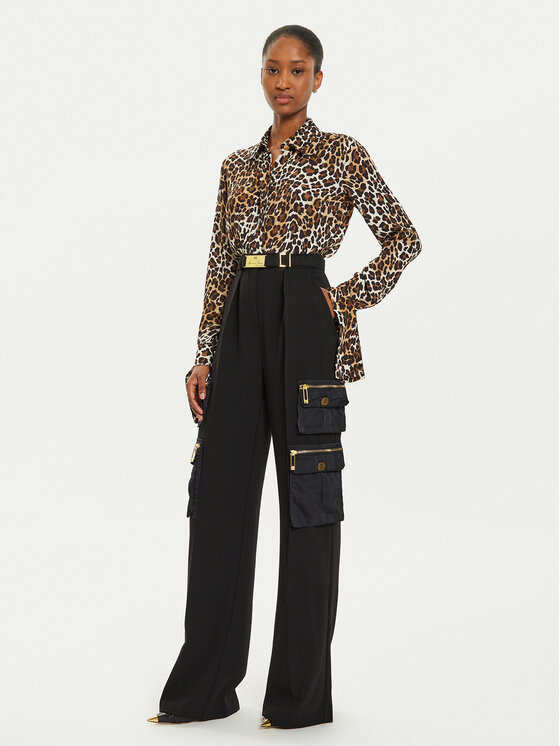 Elisabetta Franchi Elisabetta Franchi Hlače PA-045-46E2 Crna Relaxed Fit