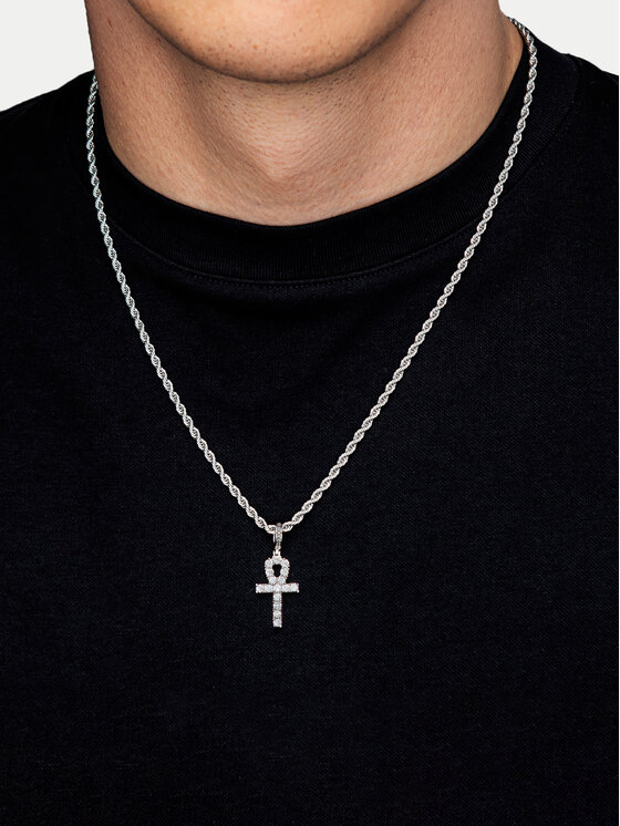 ICED STUFF ICED STUFF Ciondolo Micro Ankh Oro bianco
