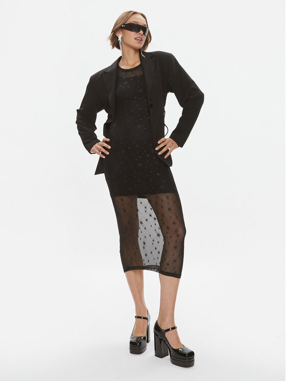 Please Please Koktel haljina A1VNCAP000 Crna Slim Fit