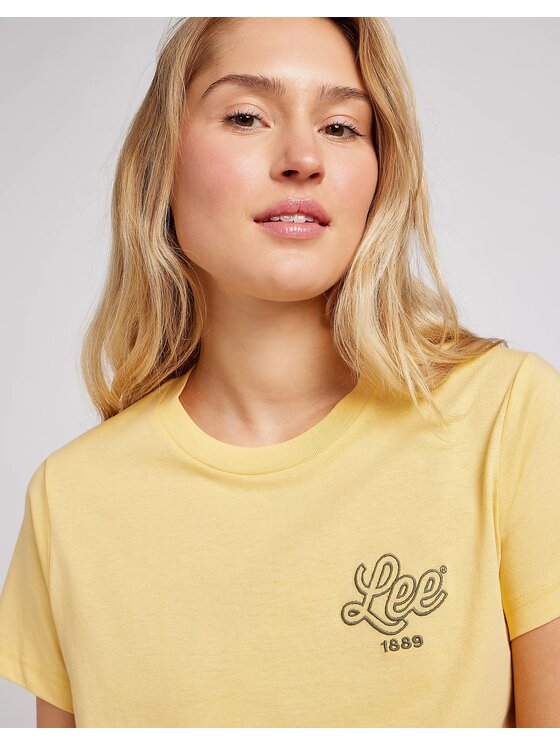 Lee Lee T-Shirt Small Logo Tee 112350197 Żółty Regular Fit