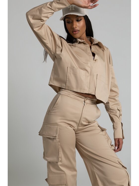 Chiara Wear Chiara Wear Spodnie materiałowe CARGO Beżowy Cargo Fit