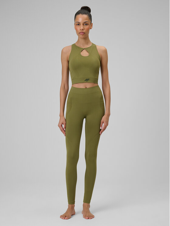 4F 4F Koszulka techniczna SOLAR PUNK Khaki Slim Fit