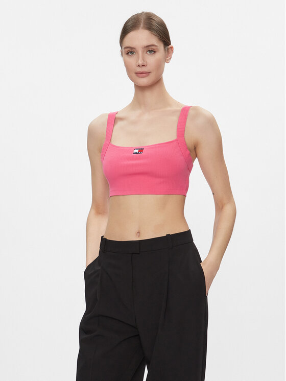 Tommy Jeans Top Badge DW0DW17395 Rosa Slim Fit, taglia : M