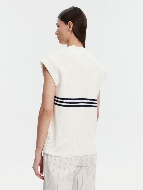adidas adidas Svetr 3-Stripes JJ3486 Bílá Loose Fit