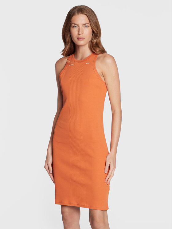 G-Star Raw G-Star Raw Kleid für den Alltag Engineered Rib D21384-C678-3014 Orange Slim Fit