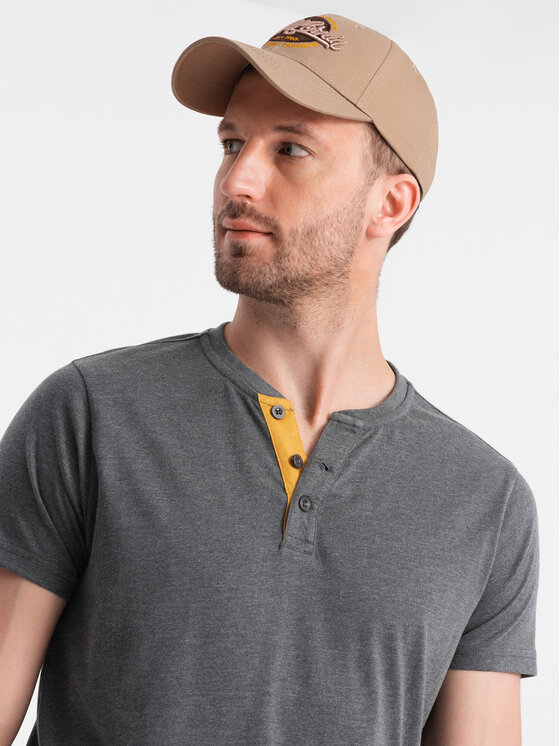 Ombre Ombre T-Shirt OM-TSCT-0155 Šedá Regular Fit
