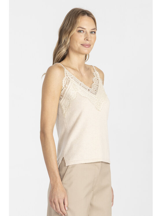 Deni Cler Milano Deni Cler Milano Top T-DC-0050-E5-85-12-1 Beżowy Regular Fit