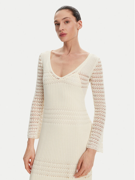 Pepe Jeans Pepe Jeans Strickkleid Paulina PL953712 Beige Slim Fit