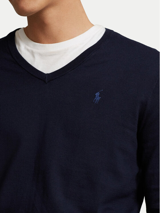 Polo Ralph Lauren Polo Ralph Lauren Džemper Ls Sf Vn Pp 710670789004 Tamnoplava Slim Fit
