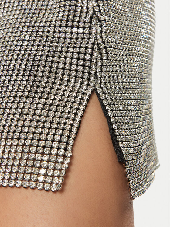 Juicy Couture Juicy Couture Spódnica mini Chainmail JCMGS223261 Srebrny Slim Fit