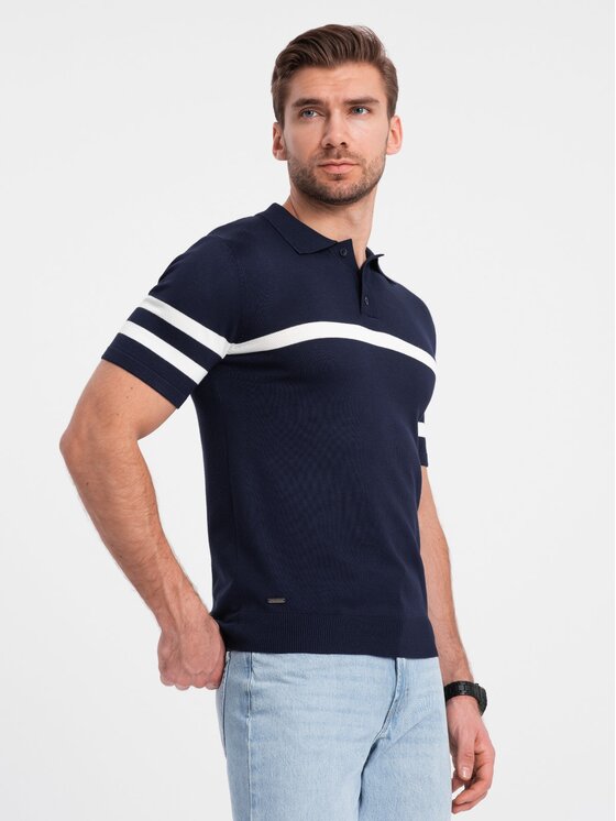 Ombre Ombre Polo OM-POSS-0118 Granatowy Regular Fit