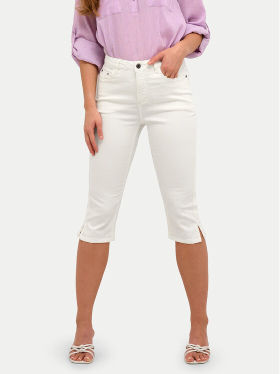Kaffe Pantaloni capri Zelina 10506525 Alb Slim Fit