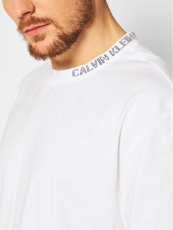 Calvin Klein Jeans T-shirt Collar Intarsia J30J316600 Blanc Regular Fit •  Modivo.fr