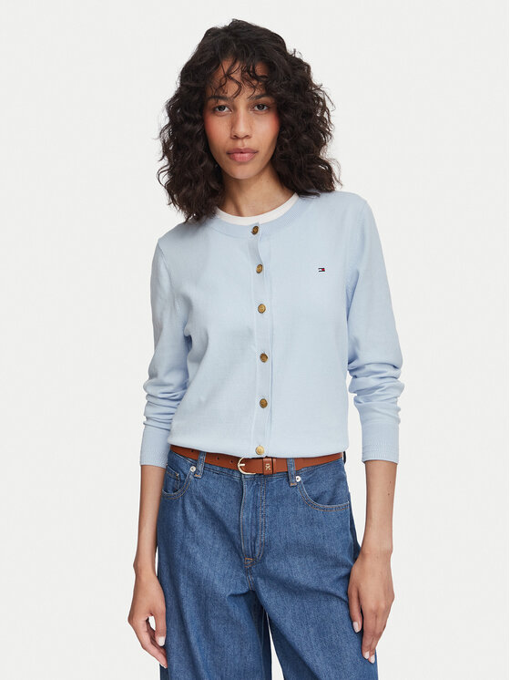 Tommy Hilfiger Cardigan WW0WW42370 Albastru celest Regular Fit
