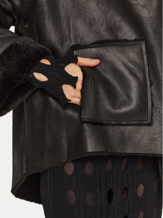Eleh Eleh Fellmantel E00249 Schwarz Regular Fit
