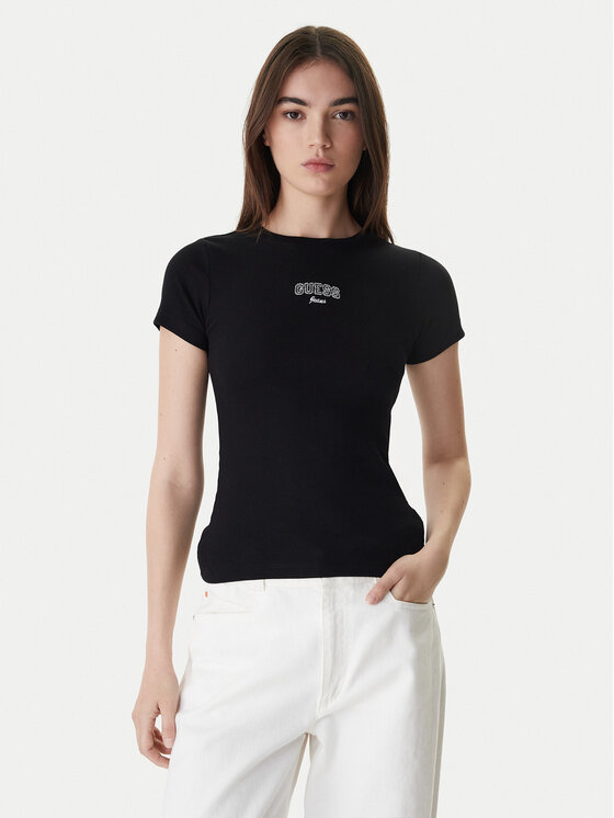 Guess Jeans Guess Jeans T-Shirt W6RP21 KA0H1 Černá Slim Fit