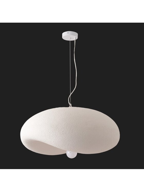 MIAhome MIAhome Lampa wisząca Japandi STONE FLAT biała 40 cm Biały