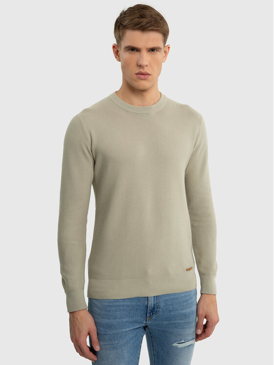 BIG STAR BIG STAR Sweter RAIDAT_300_160 Zielony Basic Fit