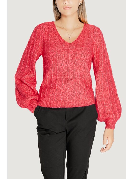 Guess Guess Sweter LS VN MADELINE TEXTURE Czerwony Regular Fit