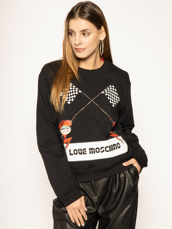 LOVE MOSCHINO LOVE MOSCHINO Džemperis ar kapuci W630630E 2124 Melns Regular Fit