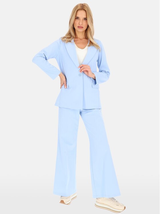 Perso Perso Bavlnené nohavice PTE242408F Modrá Regular Fit
